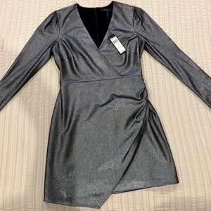 BCBG MaxAzria Metallic Grey Faux Suede Party Dress SIZE 10 NWT